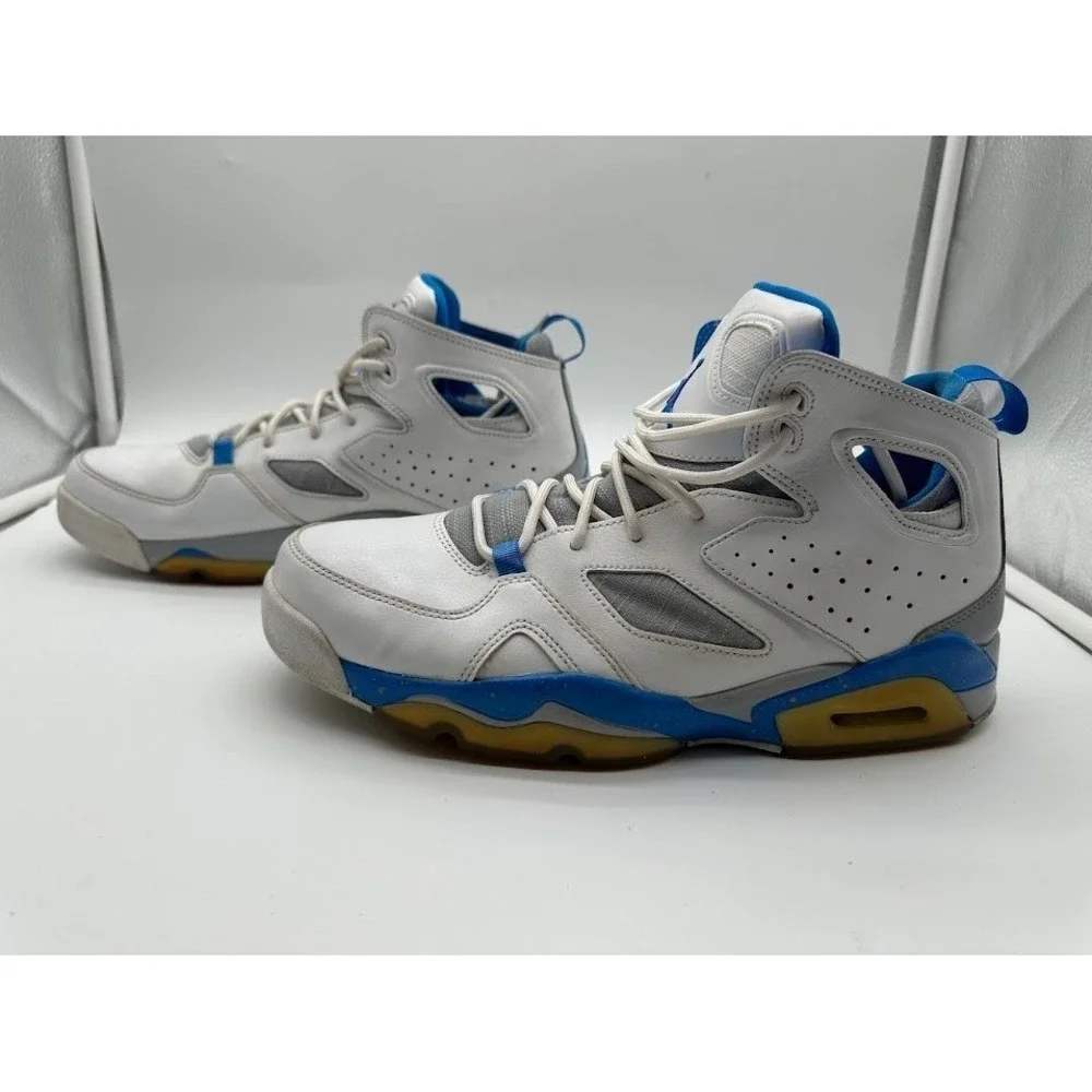 Jordan Flight Club 91 White Photo Blue Wolf Grey 555475-104‎ Mens 9.5